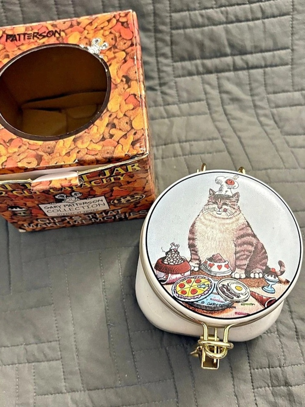 Vintage Gary Patterson Fat Cat Cermaic Canister Treat Jar Clay Designs Kitschy